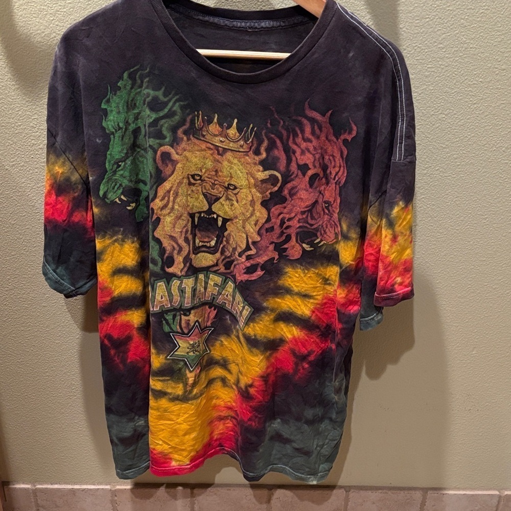 Rasta Lion Graphic Tie-Dye T-Shirt
